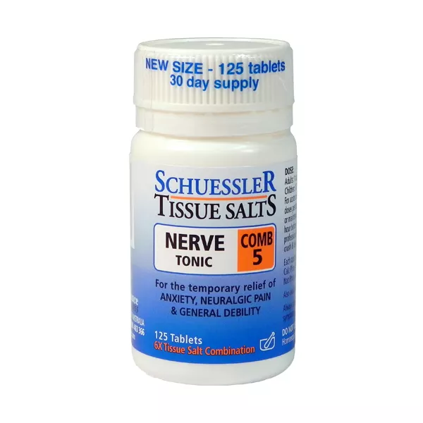 Schuessler Tissue Salts Comb 5 Nerve Tonic 125 tablets anxiety neuralgic pain