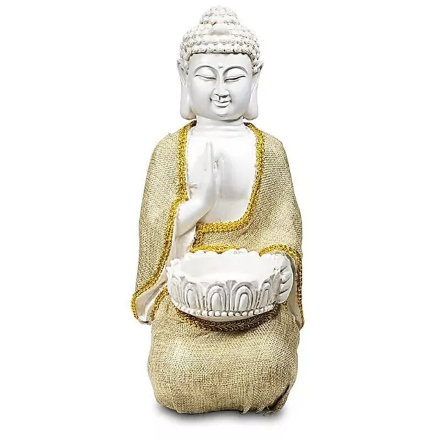 Großer Friedens Buddha mit Teelichthalter und Umhang ca. 19x15x33cm NEU OVP