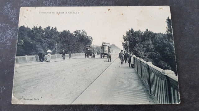 CARTE POSTALE ANCIENNE 1900 92 PONT DE NEUILLY ANIME marmuse paris