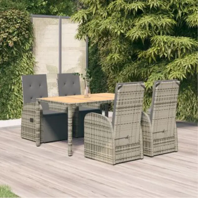 4 Seat Rattan Garden Furniture Set Grey with (Reclining chairs)
