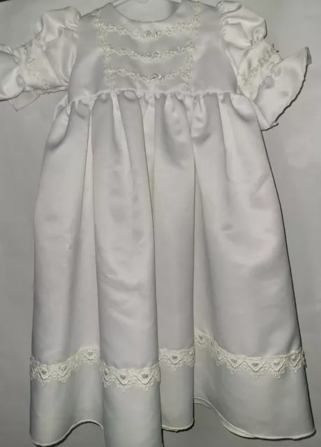 Peachy Kids Baby Girl Christening Baptism Gown Size 12M 3/4 Sleeves Back Zipper