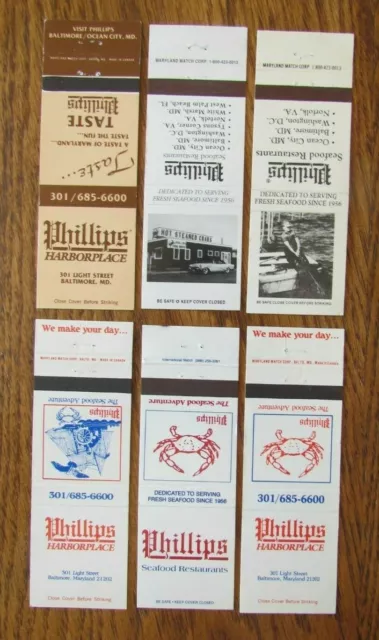 Baltimore, Maryland: Phillips Crab House Matchbook Matchcovers -E