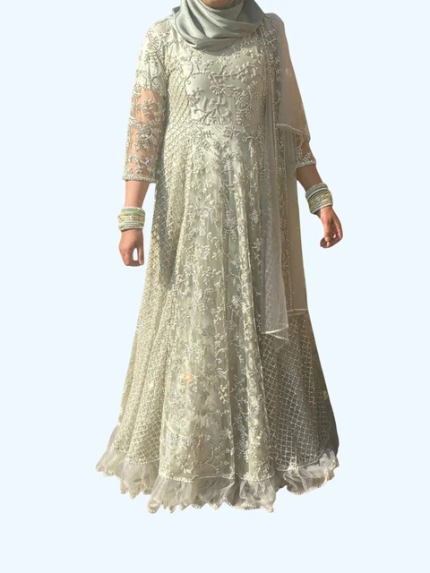 ASIAN INDIAN PAKISTANI Wedding Bridal Nikkah Engagement Sage Green Long Dress 156.70 - PicClick UK ASIAN INDIAN PAKISTANI Wedding Bridal Nikkah Engagement Sage Green Long Dress 156.70 - PicClick UK