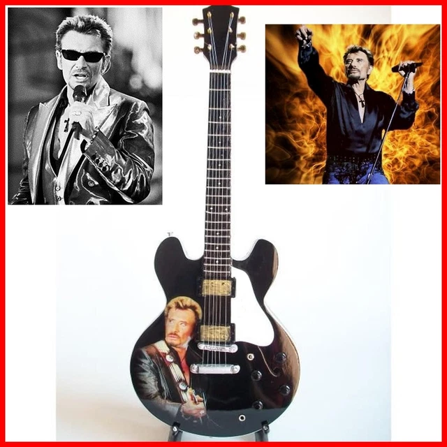 Guitare Miniature Acoustique Hommage Johnny Hallyday - Collector - Décoration Fan