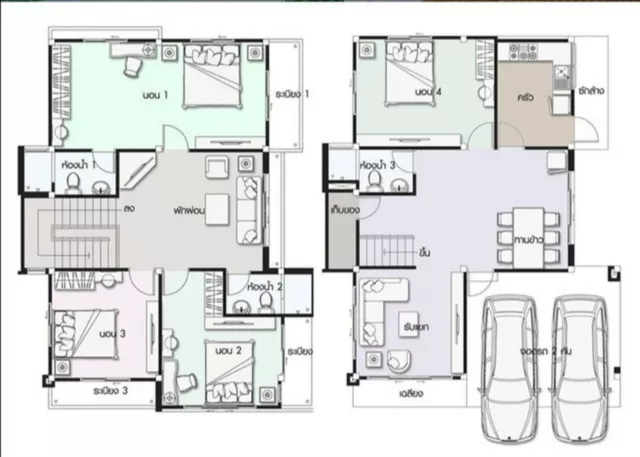 Custom House Home Building Plans 4 BedRoom & 3 Bath room With Garage & Free CAD