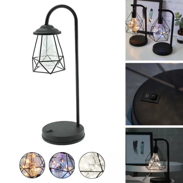 Lampe de table en fil de métal noir, veilleuse moderne de style