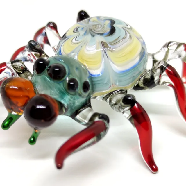 3" Spider Figurine Animal Hand Blown Color Glass Art Collectible Gift Home Décor