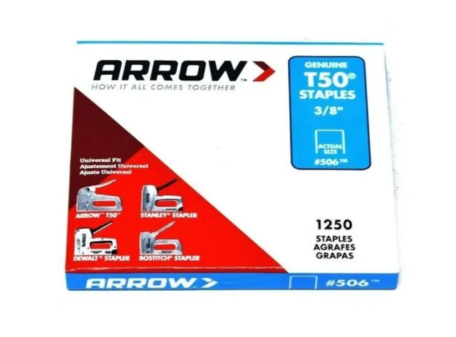 ARROW T50 STAPLES 6mm 8mm 10mm 12mm 14mm  Genuine Arrow Orginal Pack 1250