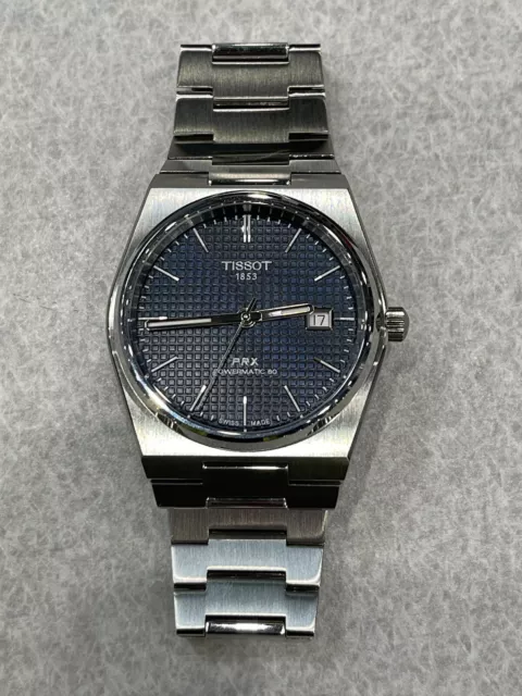 TISSOT PRX POWERMATIC 80 BLUE DIAL STAINLESS STRAP MENS WATCH 40mm