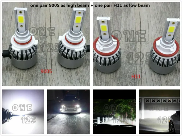 9005+H11 Combo CSP LED Headlight Bulbs Kit High Low Beam 6000K White 55W 8000LM
