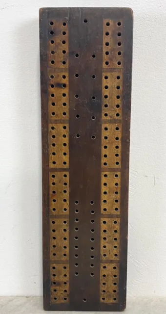 Old Vintage English Cribbage Board Wooden 30.5cm