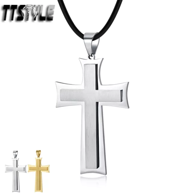 TTStyle EXTRA LARGE Stainless Steel Cross Pendant Silver/Gold NEW Arrival