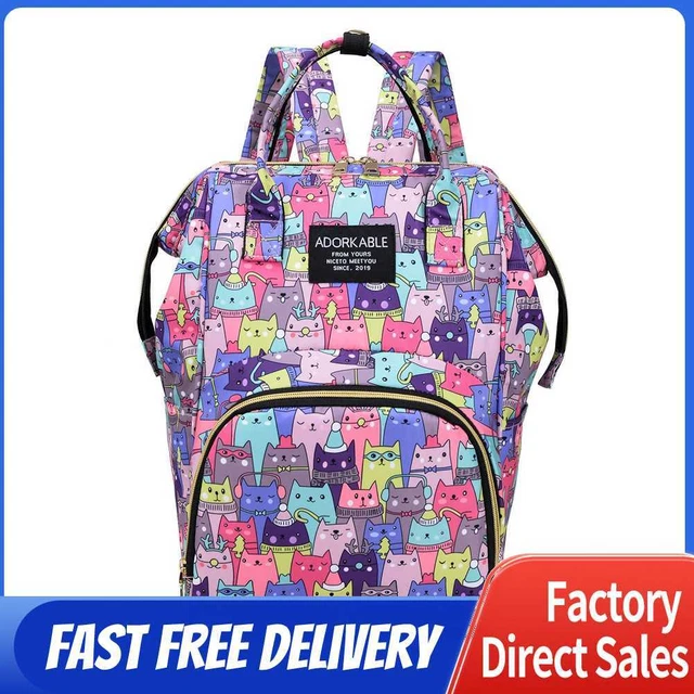 Fashion Women Printing Mummy Diaper Bag Nappy Large Handbag (Color Cats)