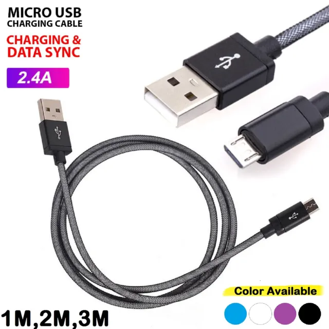 USB to Micro Charger Cable Fast Charging Lead High-speed Data Cord Net Braided