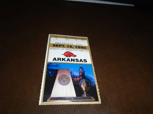 1990 Tulsa  At Arkansas College Football Ticket Stub