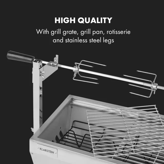 BBQ Outdoor Grill Rotisserie Rotary Spit Roast Chicken Meat 4 W Stainless Steel 3