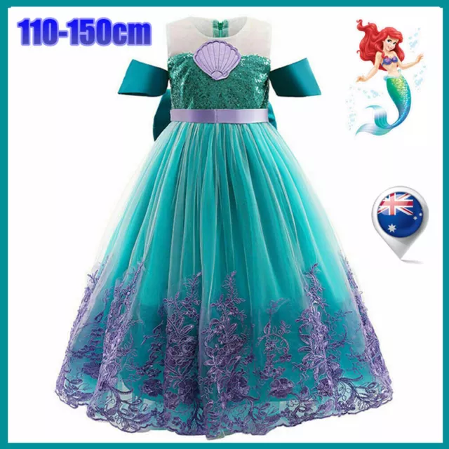 Little Mermaid Ariel Tulle Princess Fancy Dress Kids Girl Party Cosplay Costume