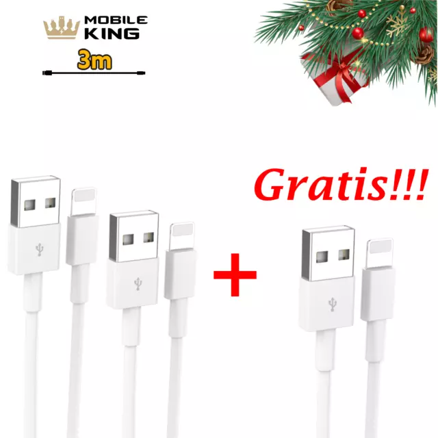 2x 3m Ladekabel + Gratis Weihnachtsgeschenk für iPhone X XR 11 12 13 Pro Max🎅🎁