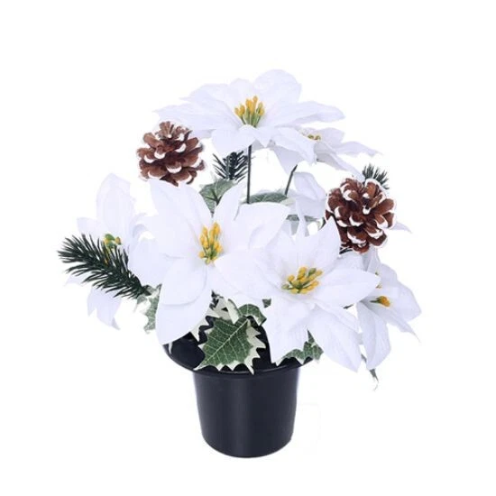 Christmas Grave Crem Memorial Pot Funeral Xmas Artificial Flowers Memorial Vase*