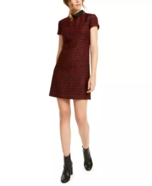 MSRP $80 Maison Jules Collared Tweed Shift Dress Size Medium