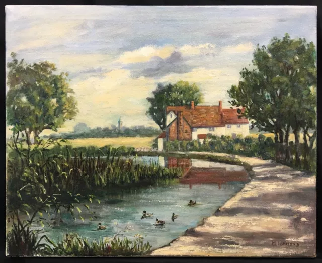 20th Century English School Oil On Canvas Landscape Painting. Signed.