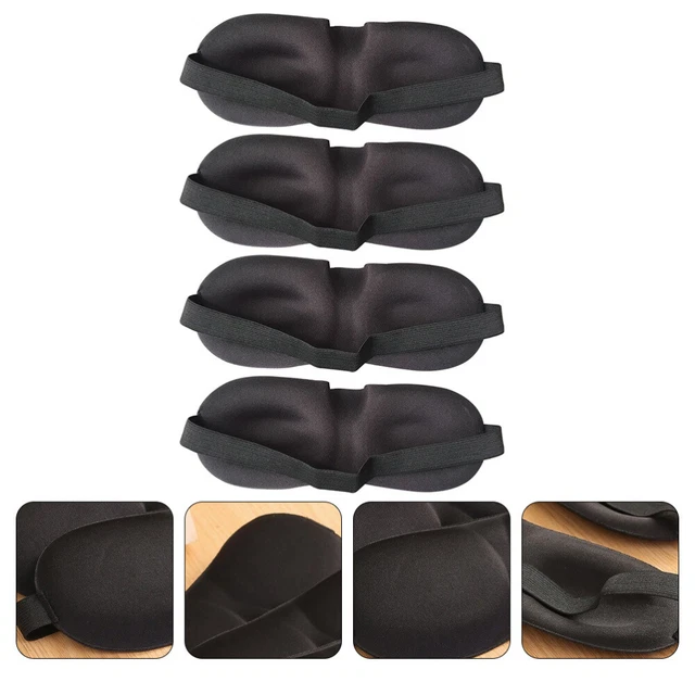 4pcs tragbare Schlaf-Augenmaskenabdeckung Schlafzubehör 3D-Augenklappe (schwarz)
