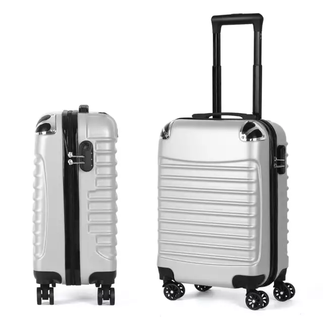 20" Hardside Suitcase ABS Spinner Luggage with Lock - Shell in Silver
