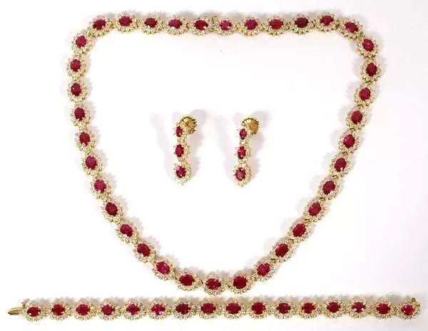 Collier diamant rubis diamant certifié GIA 67,20 ct sans chaleur boucles d'oreilles non chauffées 2