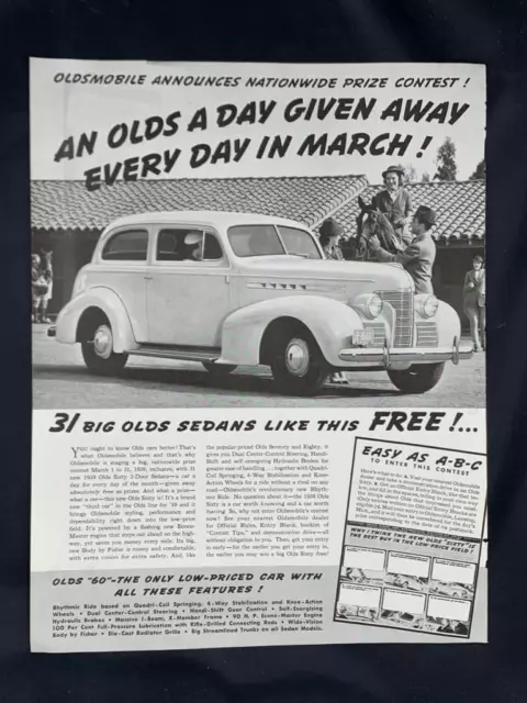 Magazine Ad* - 1939 - Oldsmobile Sixty