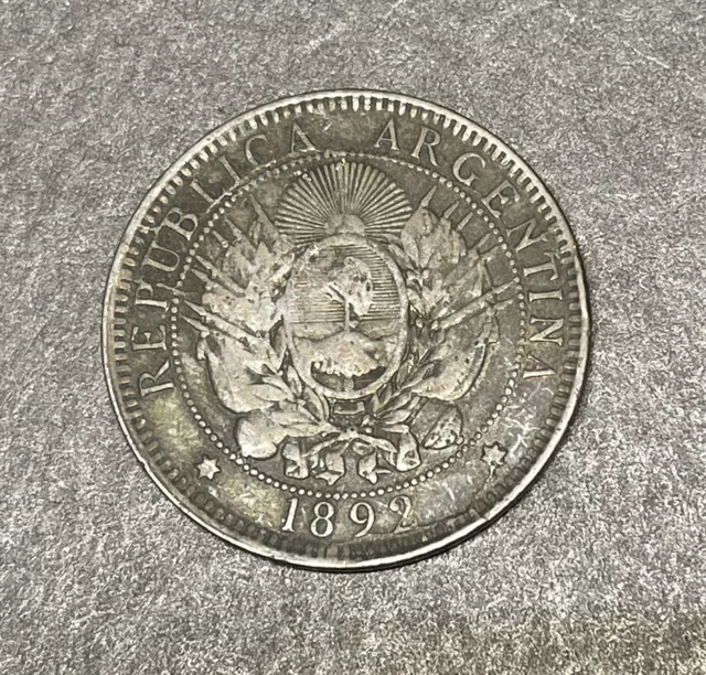 1892 Argentina 2 Centavos Coin Great Condition High Value