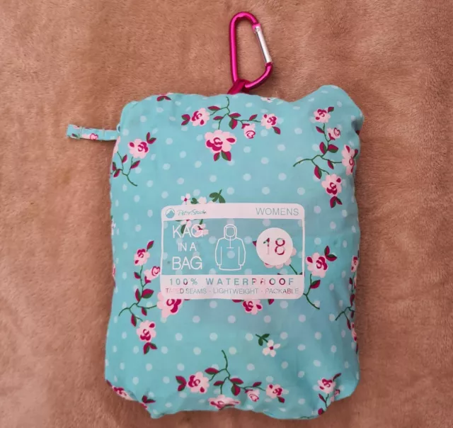 PETER STORM TEAL Floral 100 Waterfall Lightweight Packable Kag in