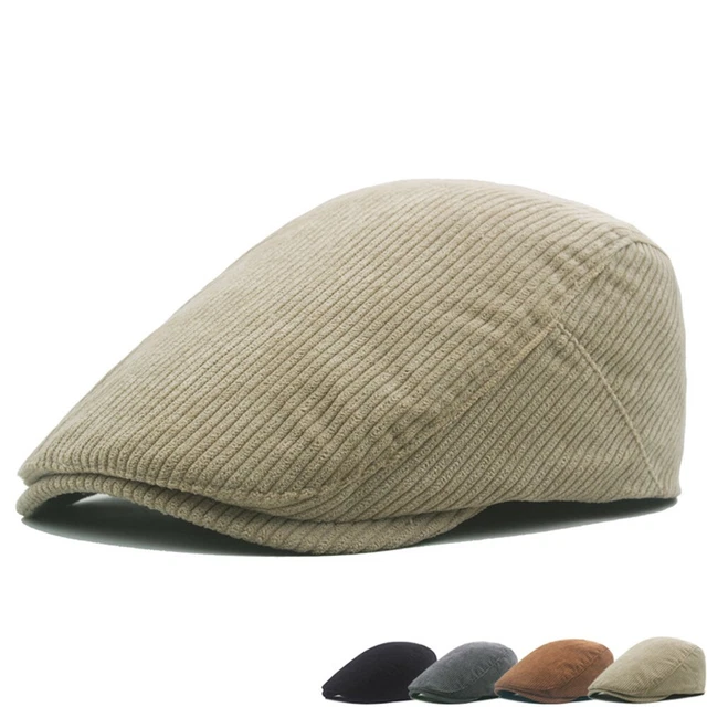 Classic Corduroy Flat Cap Baker Boy Hat Herringbone Newsboy Beret Hat for Him