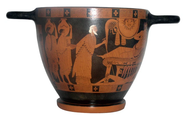 Greek Reproductions ANCIENT GREEK ATTIC Red Figure Skyfos Vase Museum Replica Reproduction ...