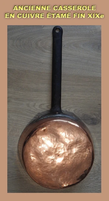 Grande Casserole Bombée En Cuivre étamé 30 Cm – Anses Laiton – Pro