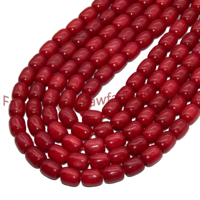 Natural 9x11mm Red Ruby Gemstone Barrel Cylinder Loose Beads 15" Strand