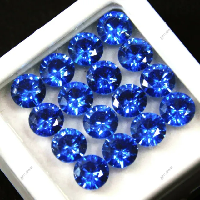 10 Pcs Natural Sapphire CERTIFIED Loose Gemstone Blue Round Shape 5 MM Size Lot