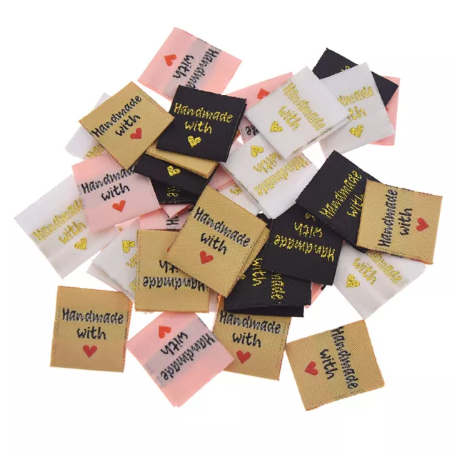 100Pcs Washable Woven Love Labels Tags Handmade Fabric DIY Clothing Sewing Craft