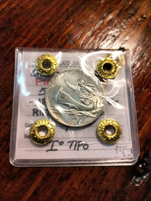 5 Lire in Argento del 1940 Pio XII° Vaticano periziata FDC