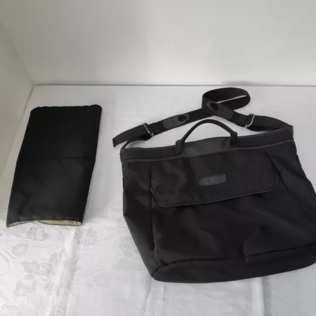 Bugaboo Black Changing Bag Nappy Bag Pram Accessory *with hooks* CLEANED