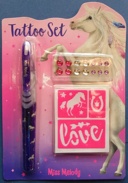 Miss Melody Tattoo Set Stift + Glitzersteinchen Neu von Depesche 10169_A