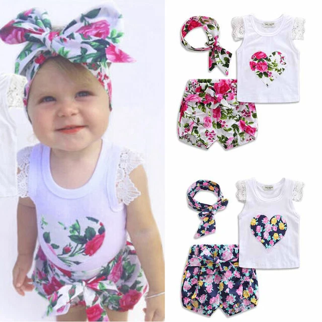 Set tuta neonata bambine pantaloncini pantaloncini pantaloni abito bambino abiti festa