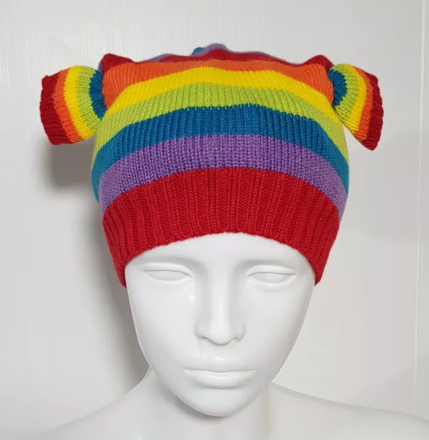 Nouveau Claire's femmes enfants filles chapeau d'hiver rayé multicolore...