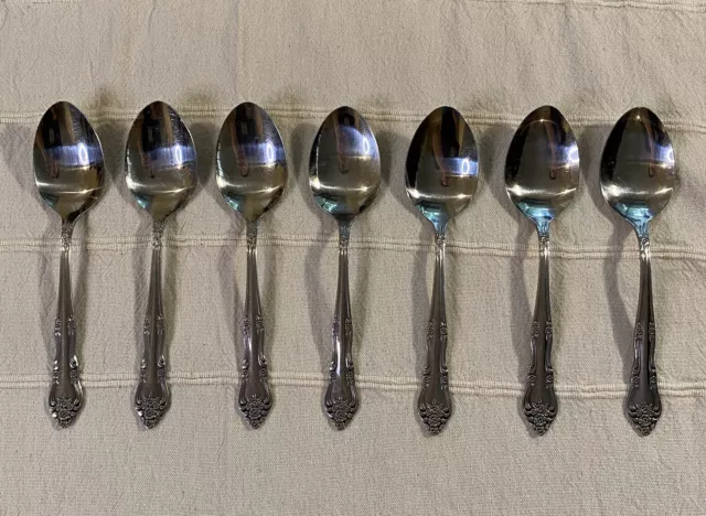 Rogers Dream Rose Dessert Spoons Stainless Flatware Korea Set of 7