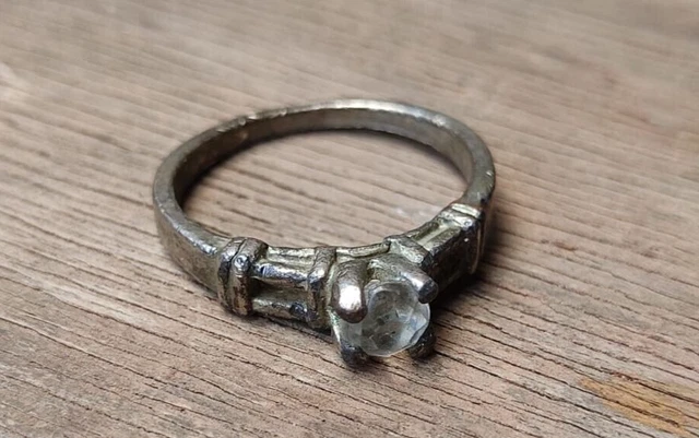 Artifact Ancient Ring Viking Style Silver Color Old Stunning White Stone Rare