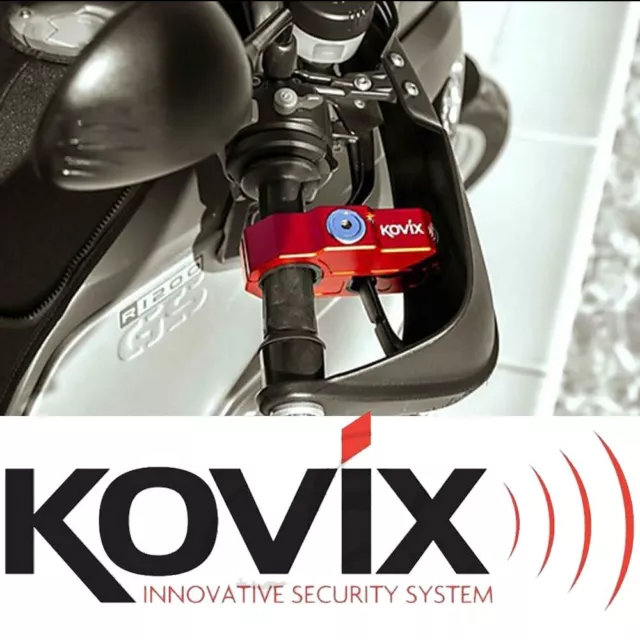 KOVIX ROT LEGIERUNG MOTORRAD LENKER BREMSHEBEL 120db ALARM SICHERHEITSSCHLOSS