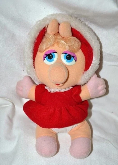 Vintage 1987 Baby Miss Piggy Muppet Plush Toy Doll 10" Long