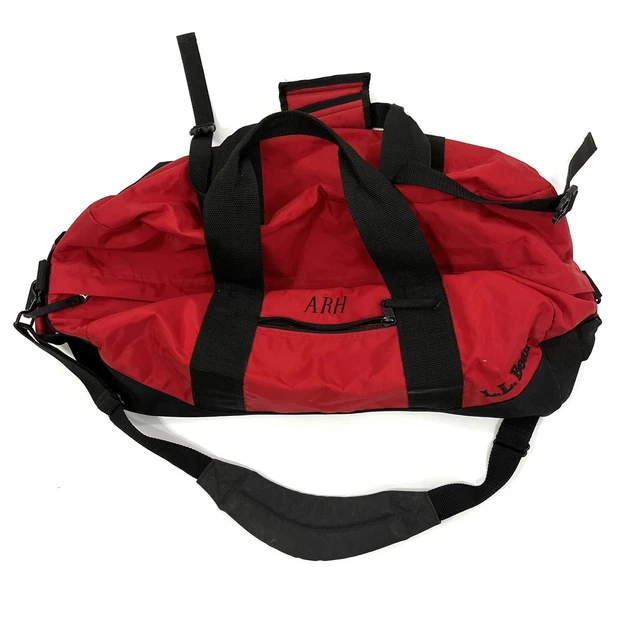 Red LL Bean Adventure Duffel Duffle Bag Medium 11x23x11 Water Resistant USA Made