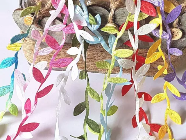 Satin LEAF RIBBON TRIM GARLAND Vintage Decorative Christmas Craft Bridal UK