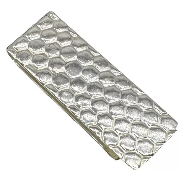 Vintage Tiffany and Co Makers Sterling Silver Honeycomb Pattern Money Clip Mono