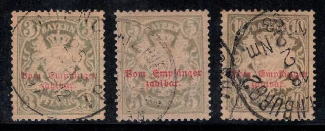 Bayern 1888 Mi. 10-12 Gestempelt 100% portomarke